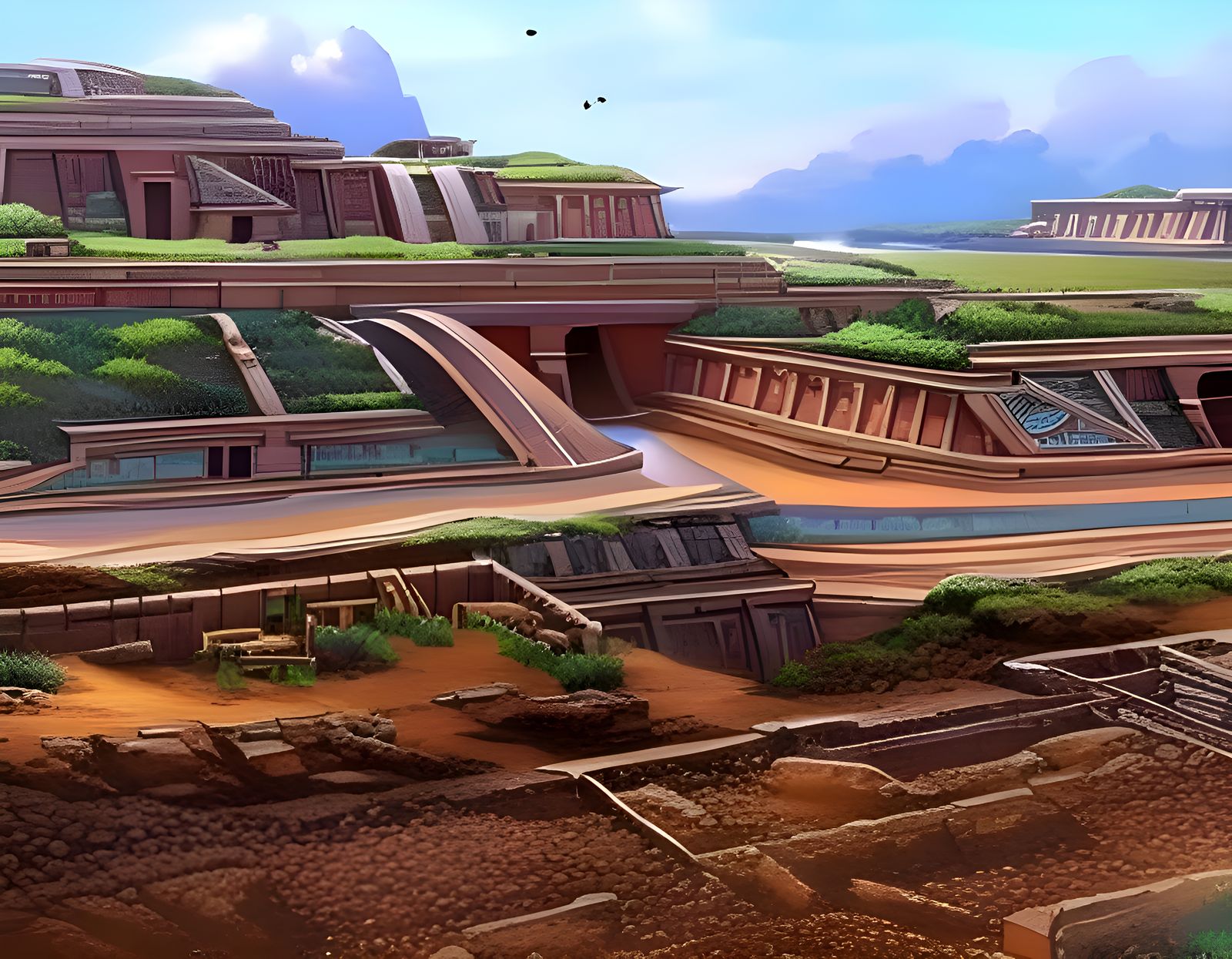 Dramatic Archaeological Dig Site Concept Art