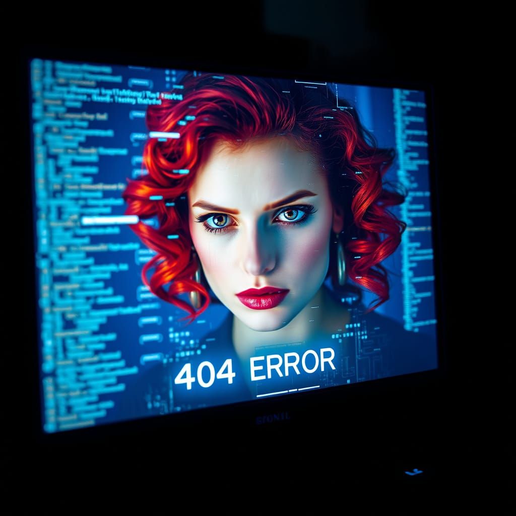 Fiery Redhead Trapped in Digital Chaos