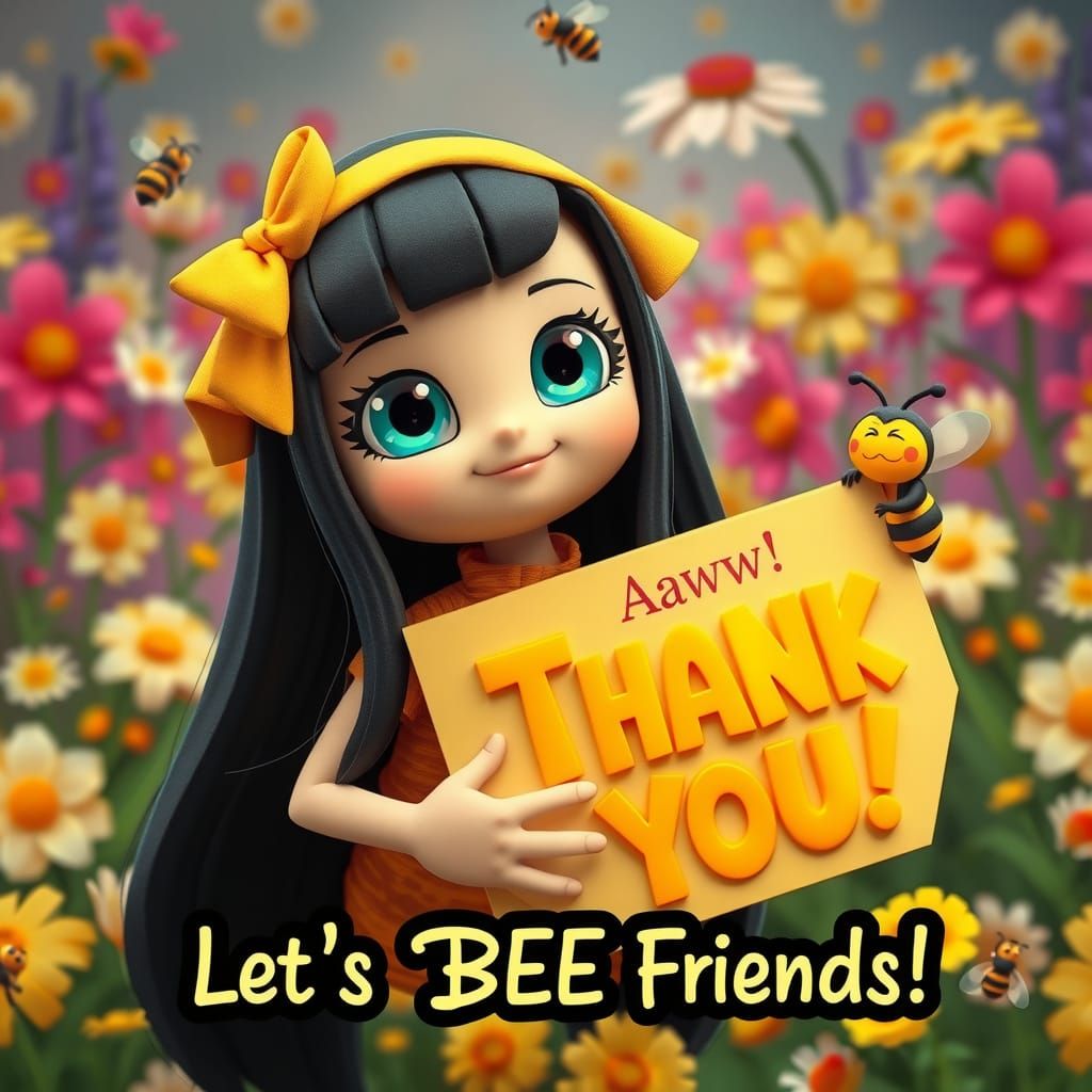 Whimsical Origami-Inspired Bumblebee Girl in Vibrant Colors