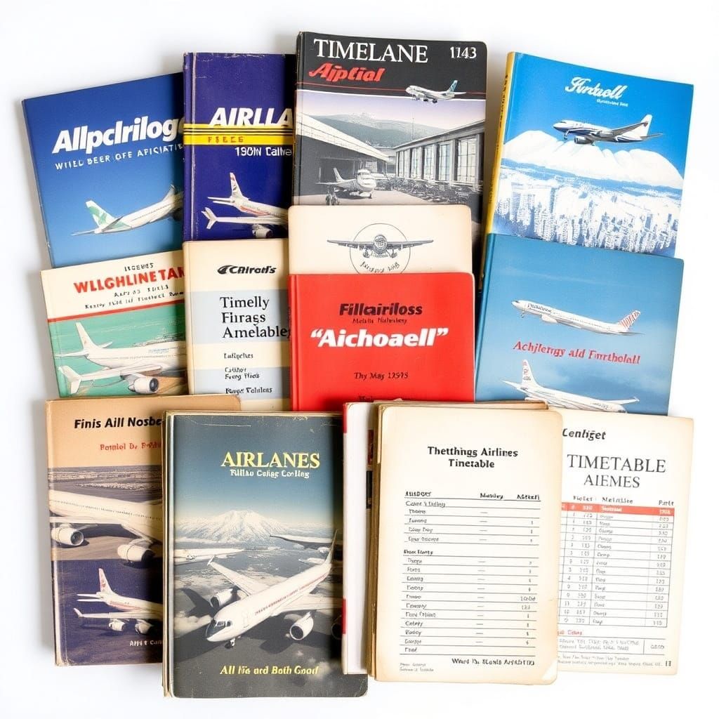 Collection of Vintage Airline Timetable Books
