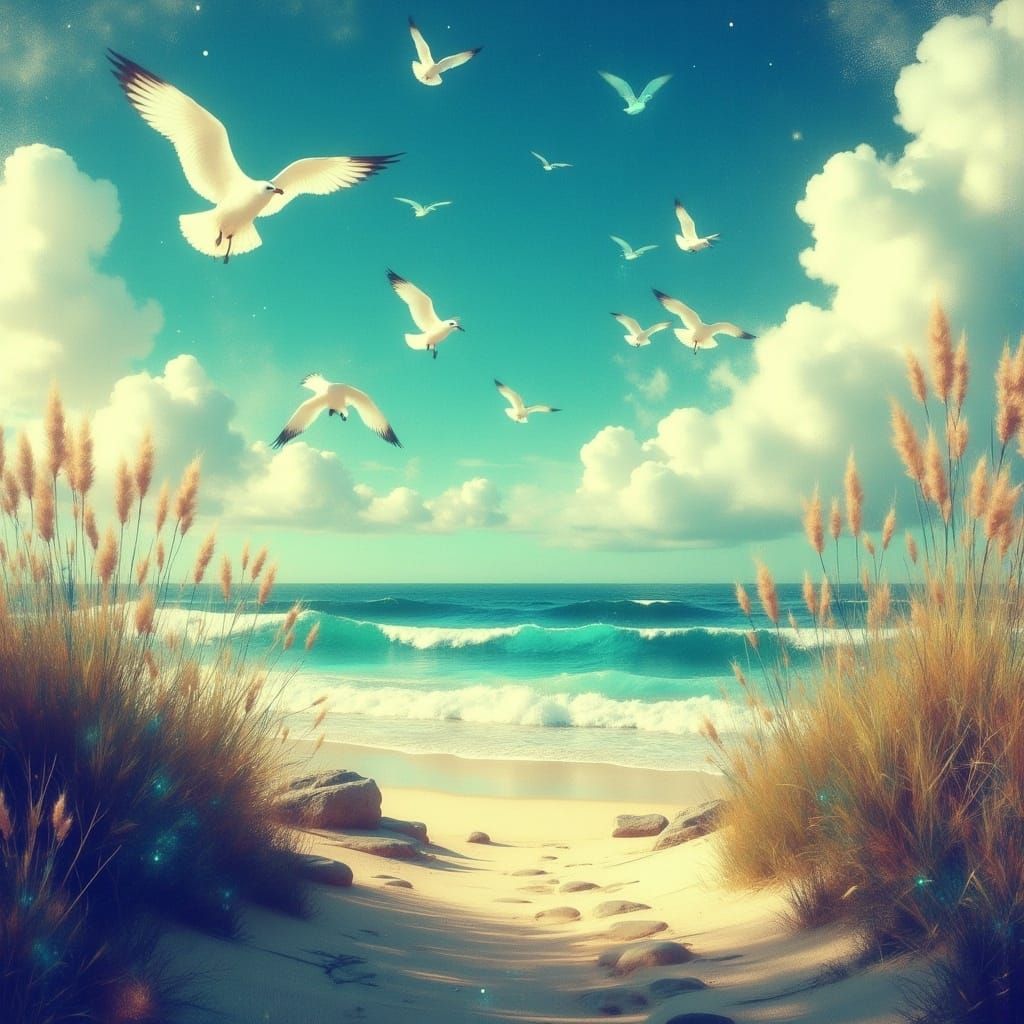 Coastal Dreamscape: Serene Beach Scene