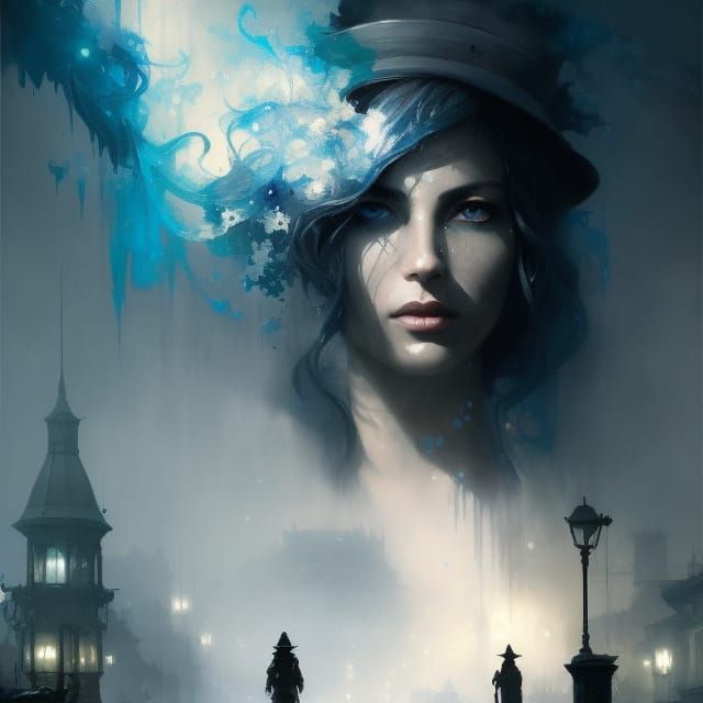 Blue Agate Baroness Portrait in Volumetric Lighting