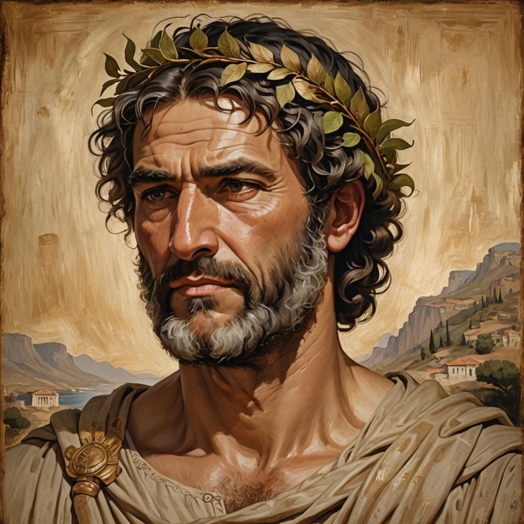 Greek King Portrait in Classical Art Style