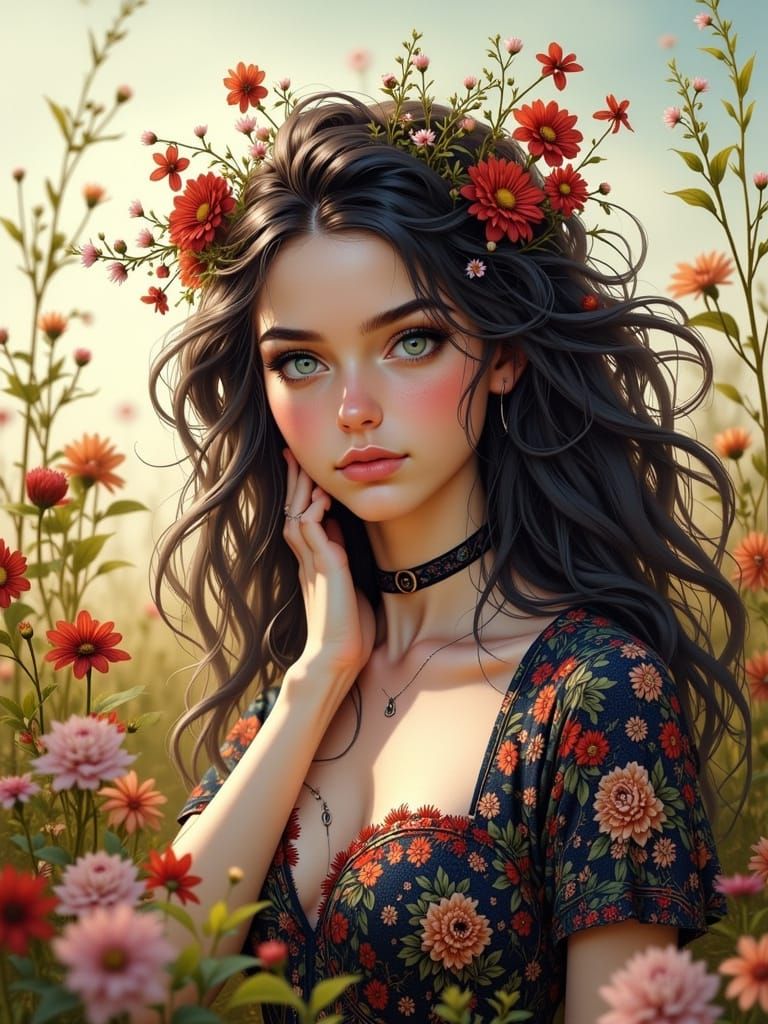 Hyperdetailed Double Exposure Portrait of Woman with Cat