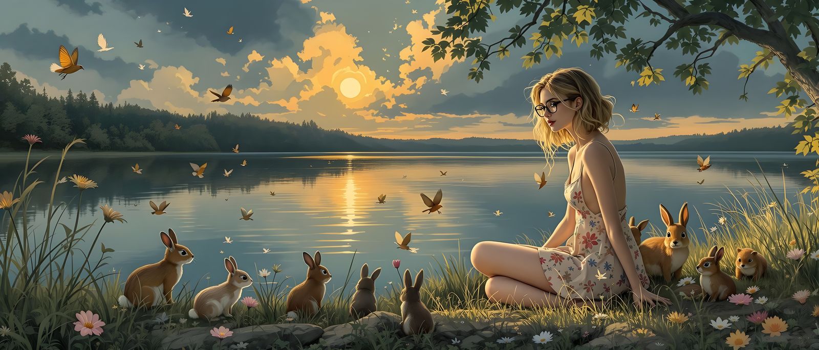 Lady of the Lake in Whimsical Oil Painting