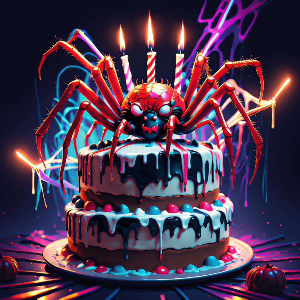 Gothic Family Birthday Gathering with Giant Spider Cake