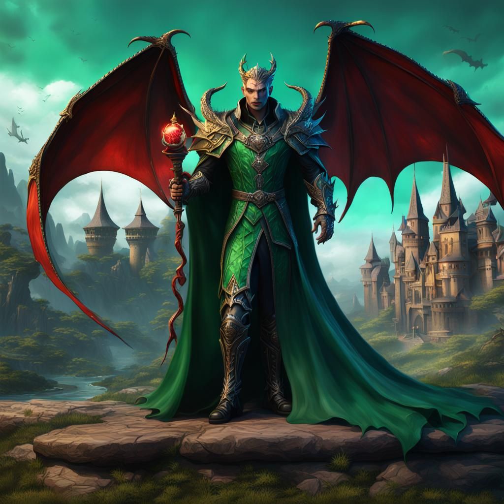 Vampire King and Queen with Dragon in Fantasy Art