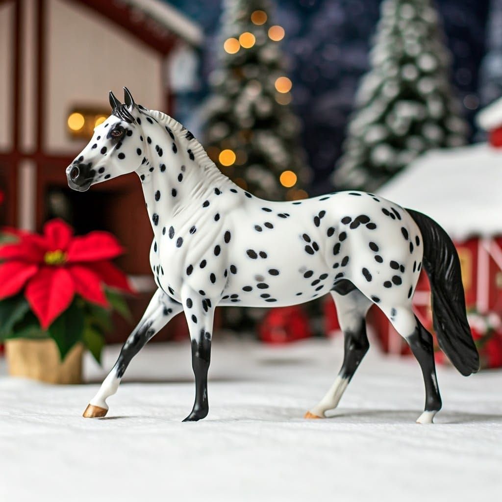 Hyperrealistic Model Horse in Winter Wonderland Scene