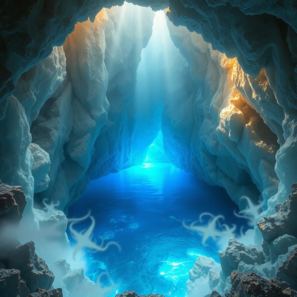 Crystal Cave Radiates Ethereal Blue Glow