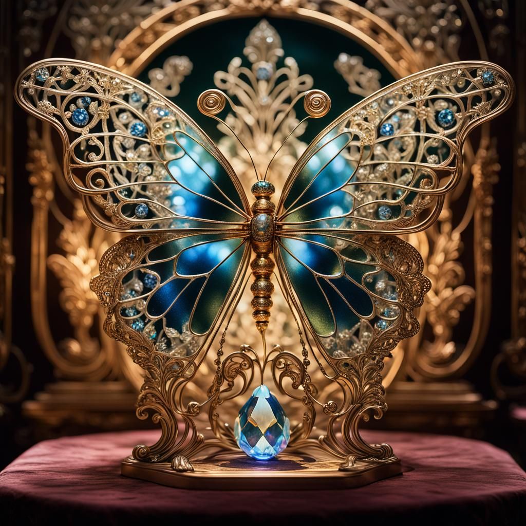 Crystal Butterfly in Baroque Fantasy Style