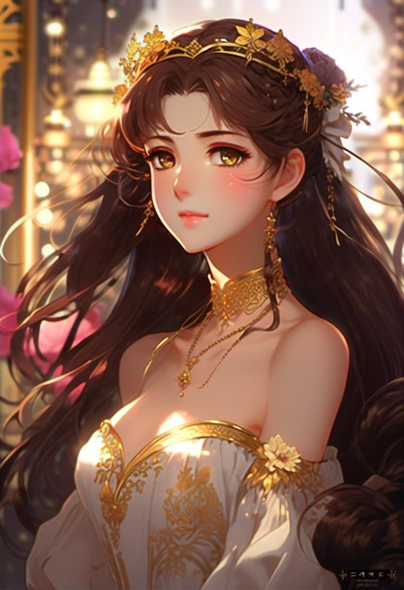 Gorgeous Princess Portrait in Anime Manga Style