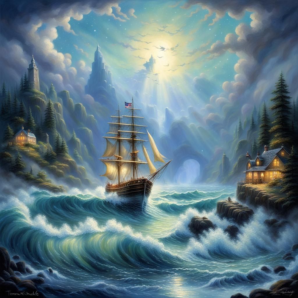 Ethereal Starry Seascape: A Hyperdetailed Fantasy