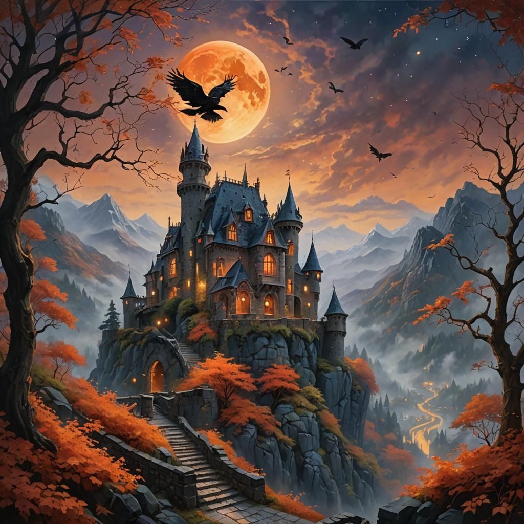 Ethereal Abandoned Castle in the Mountains