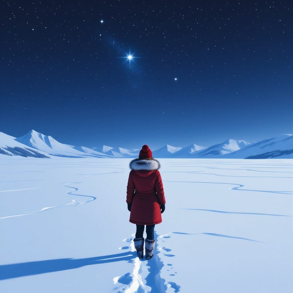 Solitary Figure in Snowy Landscape: Romantic Art