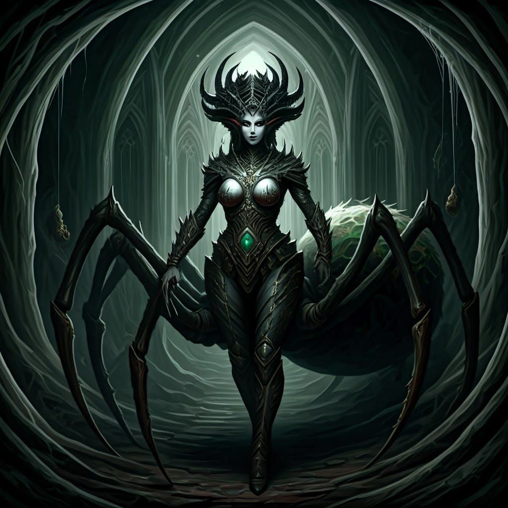 Twisted Female Drider with Obsidian Skin and Venom