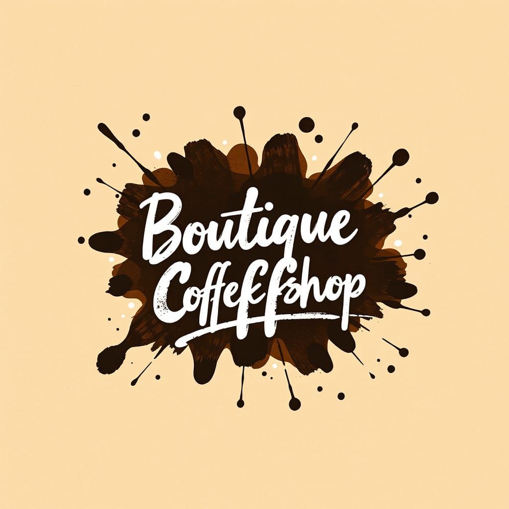 fancy niche independent coffee shop logo using ink splatter art
