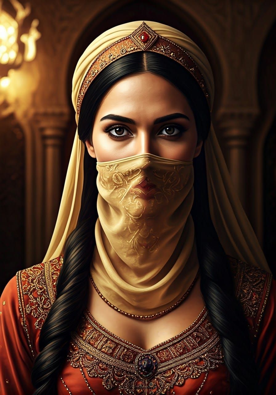 Exotic Oriental Princess Under the Veil