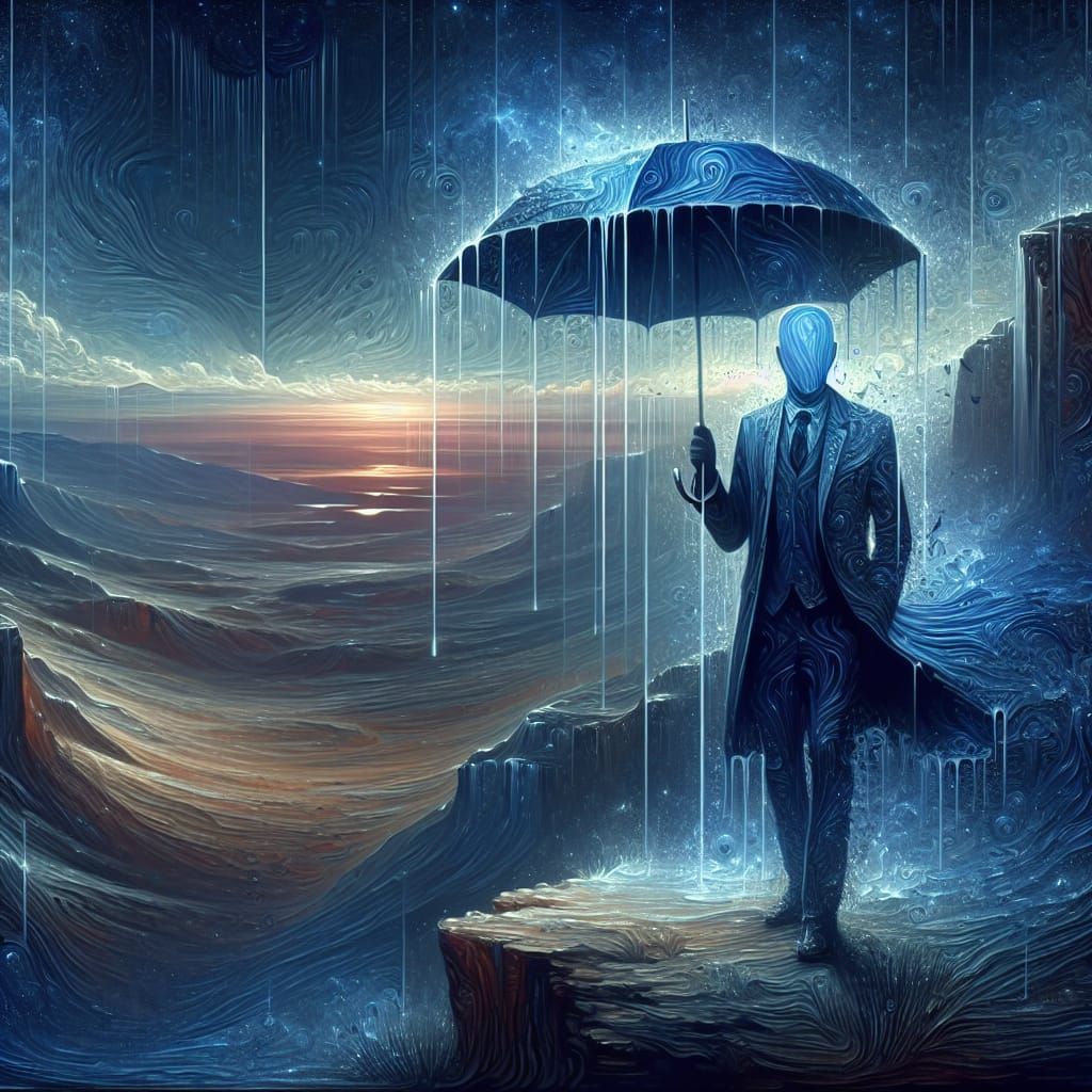 Pareidolia Umbrella Over Desert in Sci-Fi Fantasy