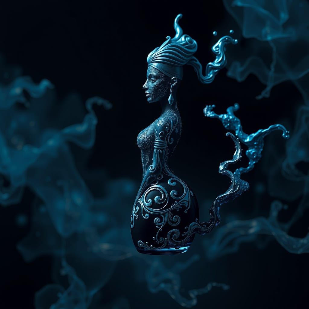 A Futuristic Ink Bottle Goddess in a Celestial Cosmos