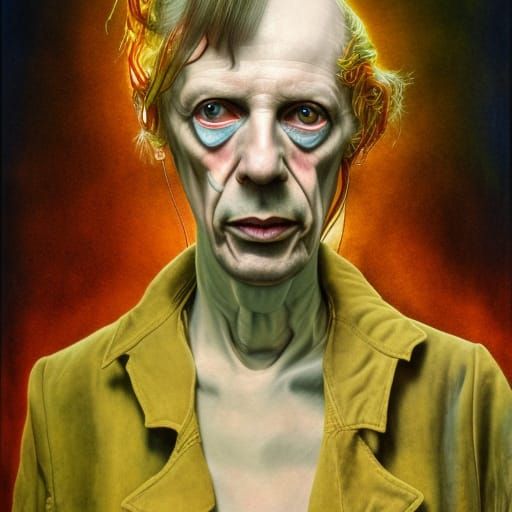 Ornate Portrait in Spectral Snow, Watercolor Style