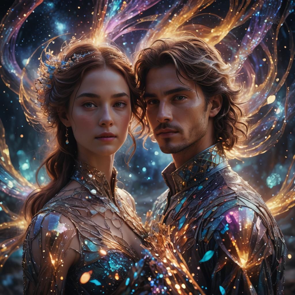 Ethereal Stardust Portrait in Gemstone Colors