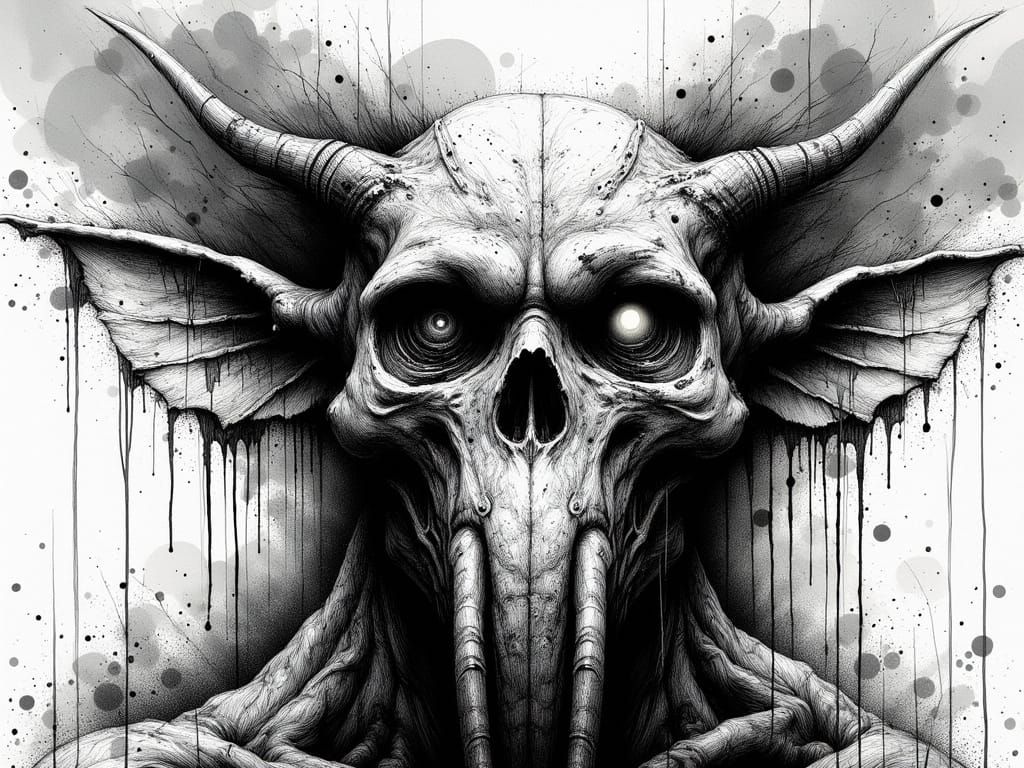 Distorted Sketches of Anguish in Grayscale Grunge Style