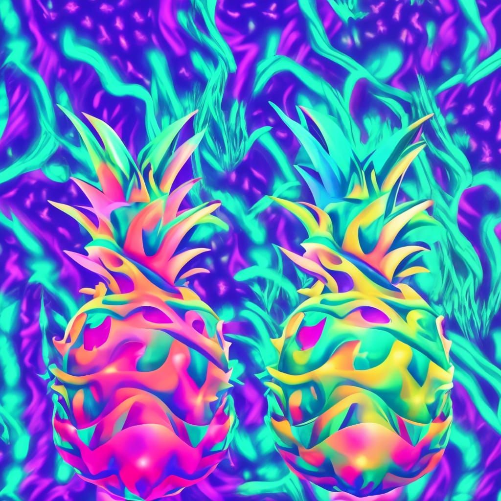 Surreal Bioluminescent Pineapple Sharks with Lasers