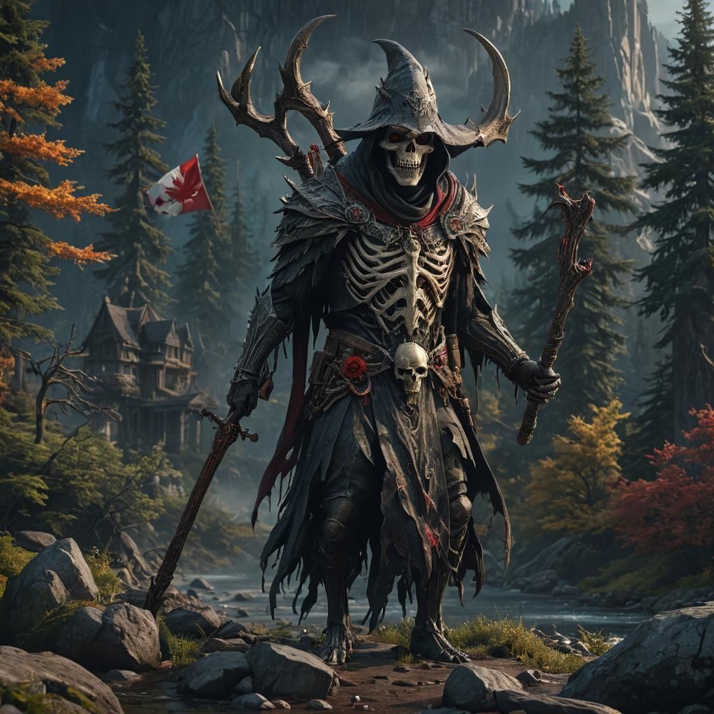 Canada as Grim Reaper: Detailed Fantasy Art