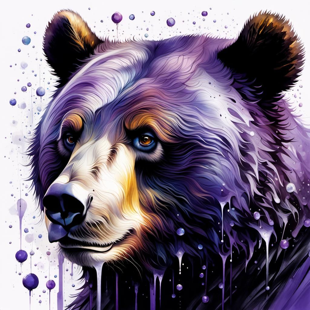 Demonic Cyborg Bear in Crystalline Cavern