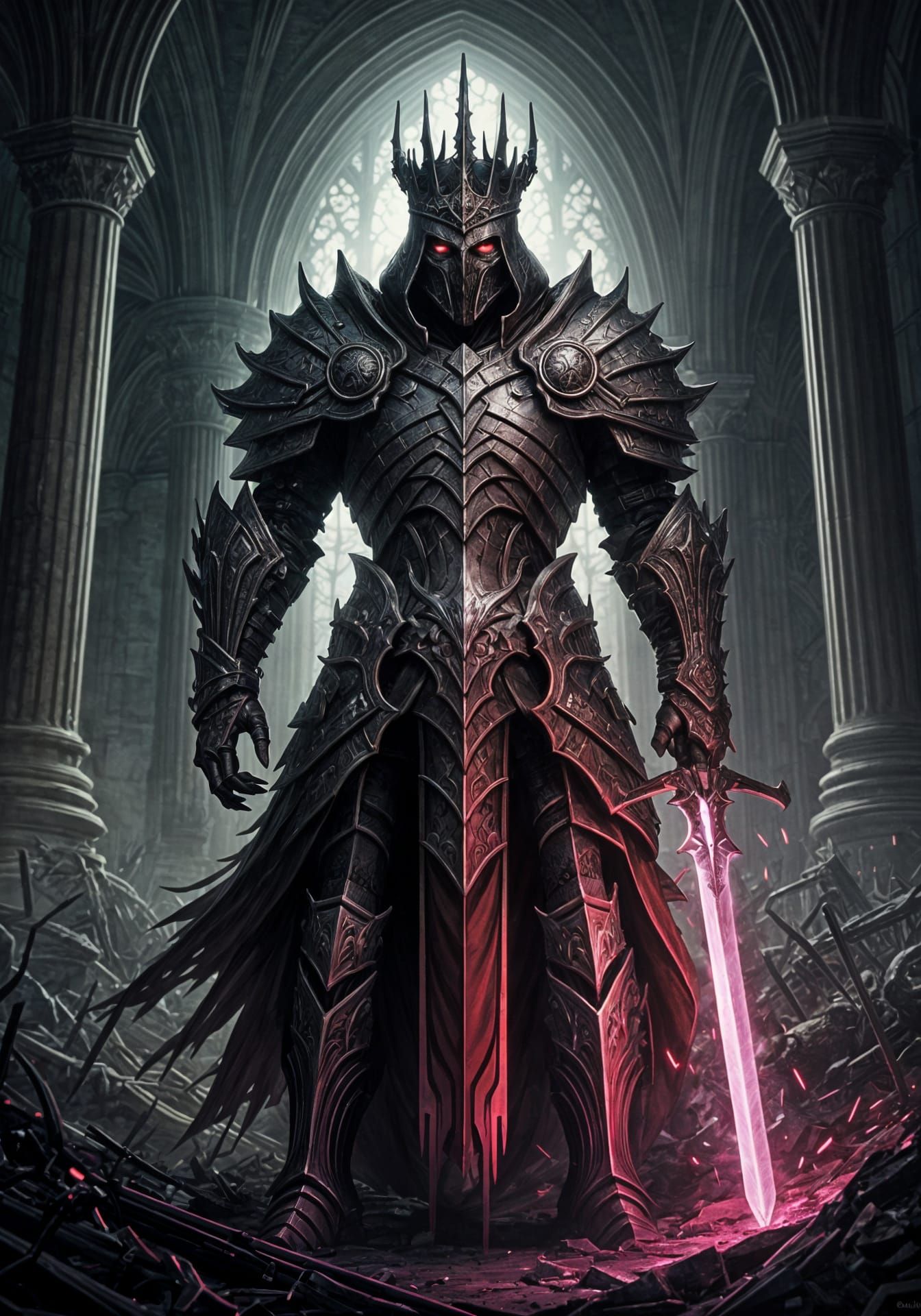 Regal Oni Death Knight in Shadowy Armor