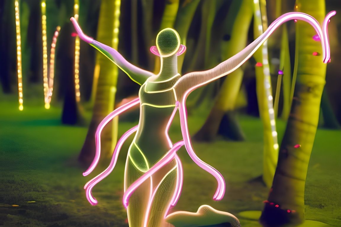 Ethereal Elf in Synthwave Forest