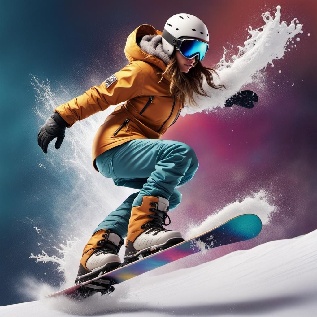 Woman snowboarding