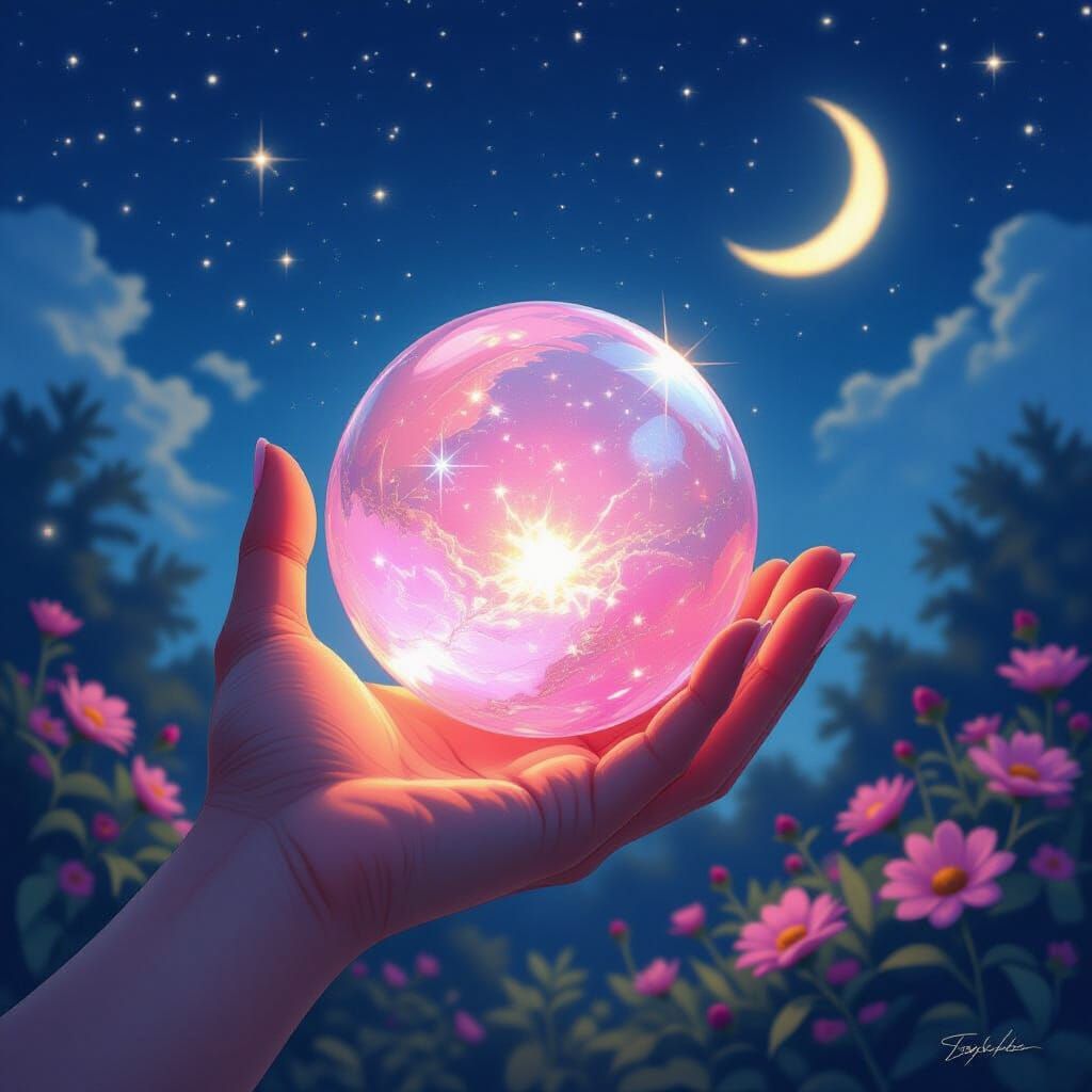 Magical Glimmering Marble Held in Fairyland