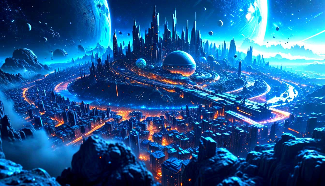 Cosmic Metropolis in Vibrant Holographic Splendor