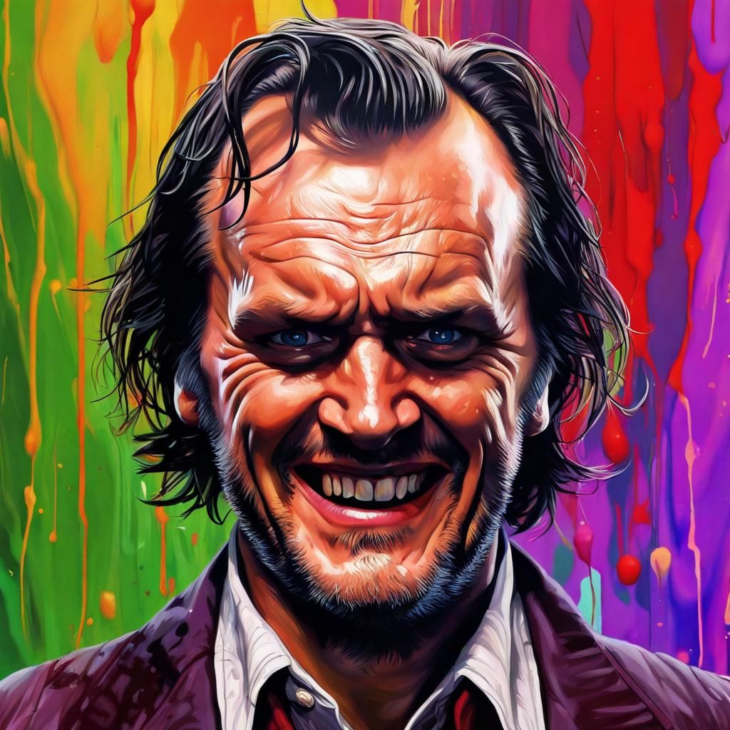 Hyperrealistic Portrait of Jack Torrance in Splash Art