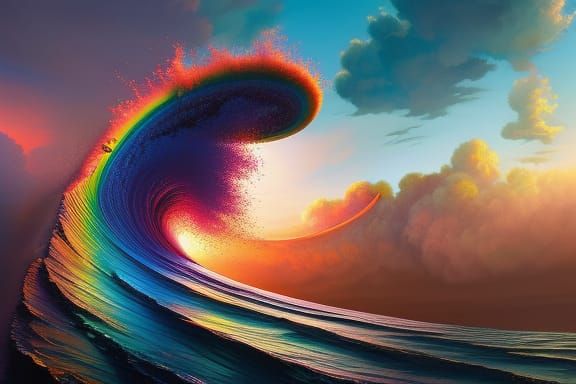 Vibrant Rainbow Wave in Digital Art