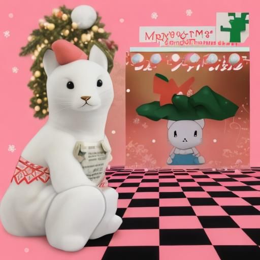 Vaporwave Christmas Card with Kanji Accents