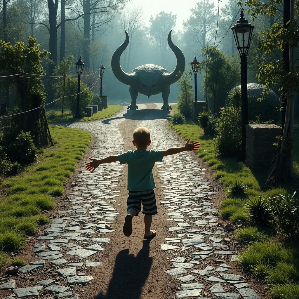 Boy's Monster Shadow: Imaginative AI Art