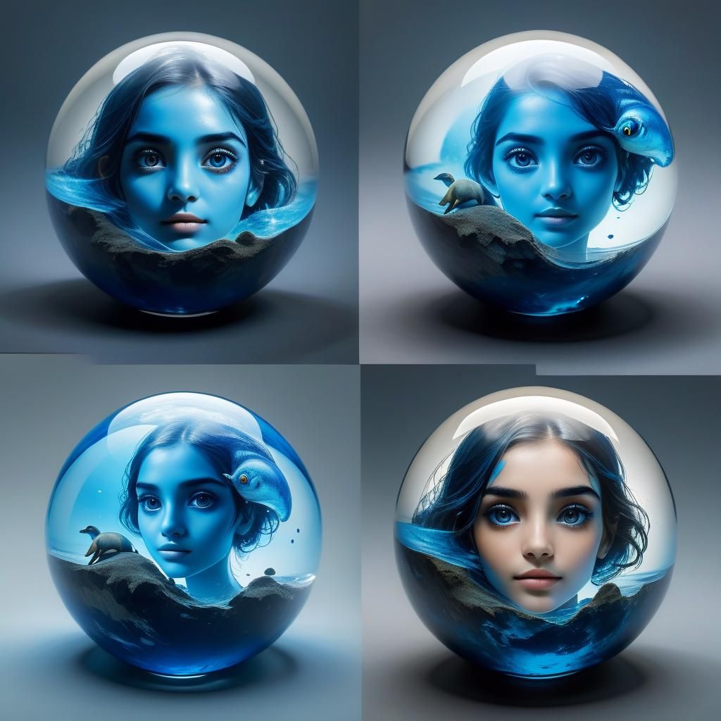 Woman in Sphere with Duck and Elephant