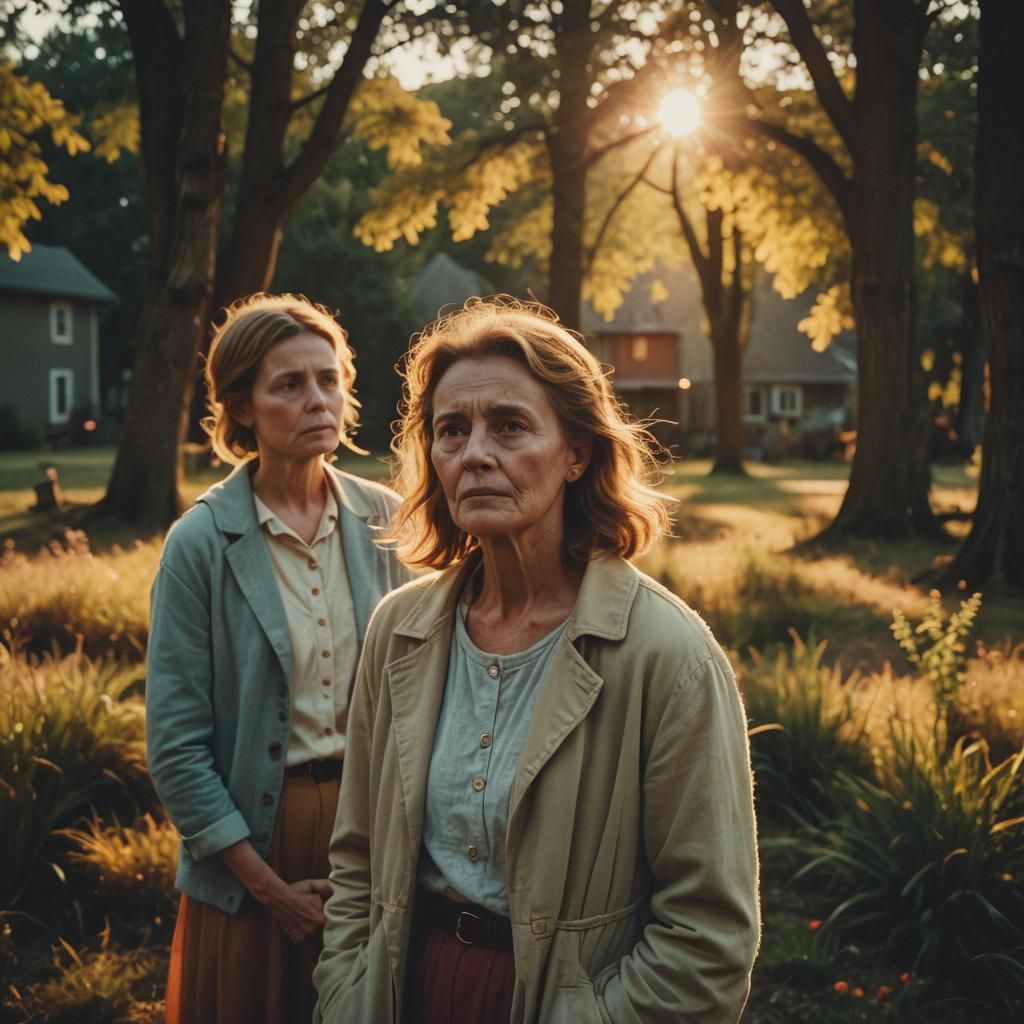 Cinematic Portrait of Mother and Daughter in Golden Hour