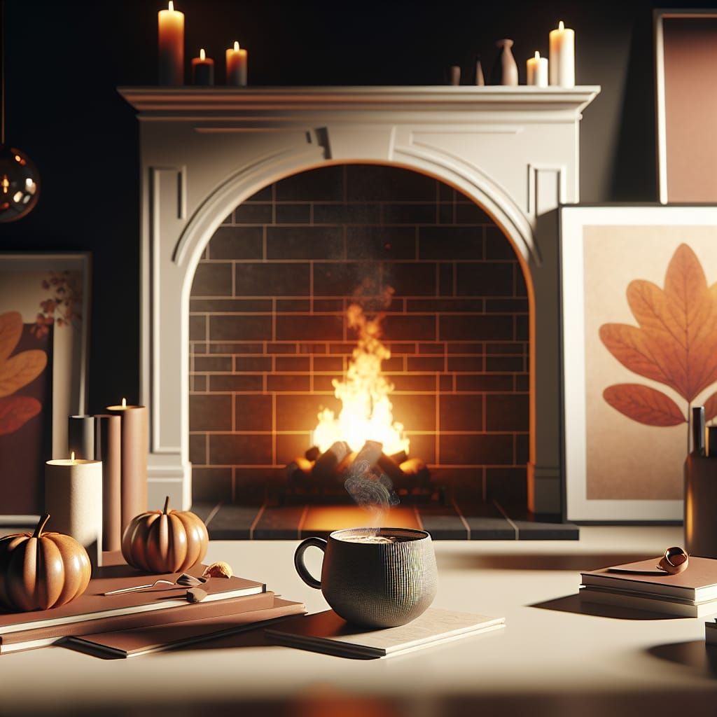 Cozy Autumn Evening by the Fireplace
