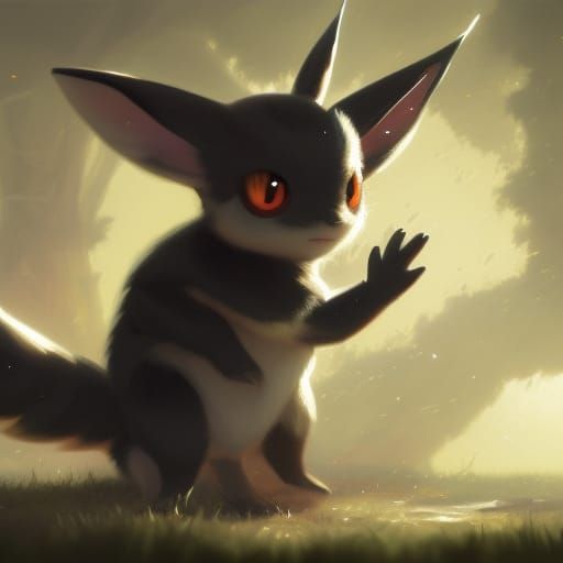 Realistic Adorable Umbreon Pokemon in Dark Fantasy Style