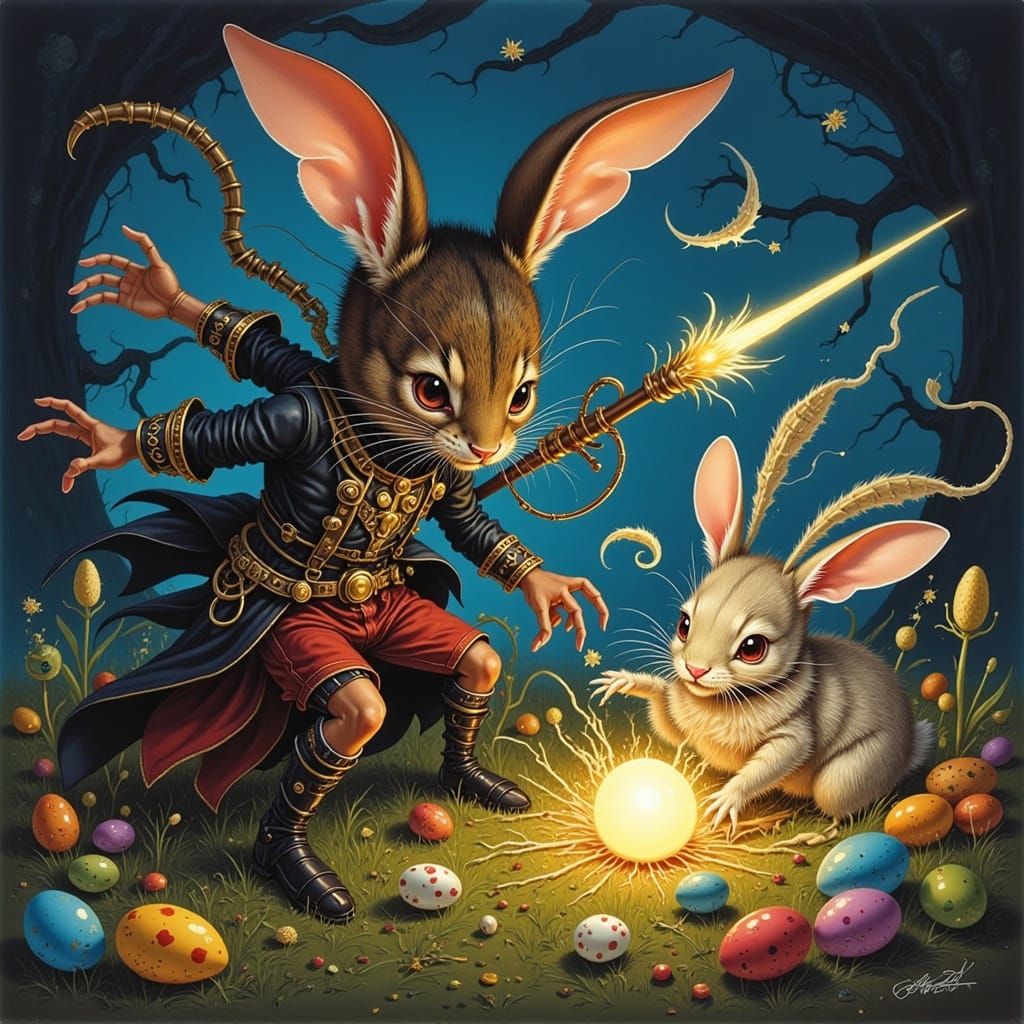 Wizard Battles Evil Easter Bunny in Magical Egg Hunt