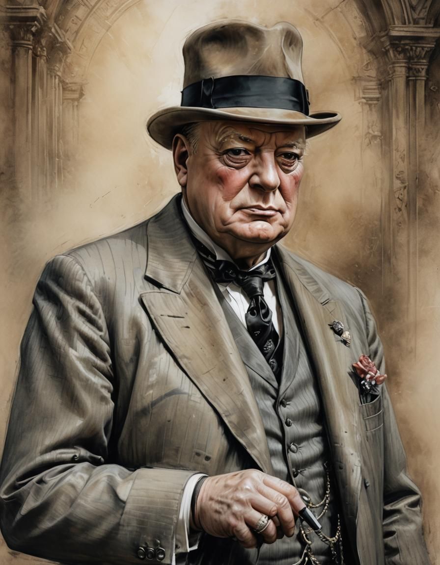 Winston Churchill Portrait in Soft Pastels