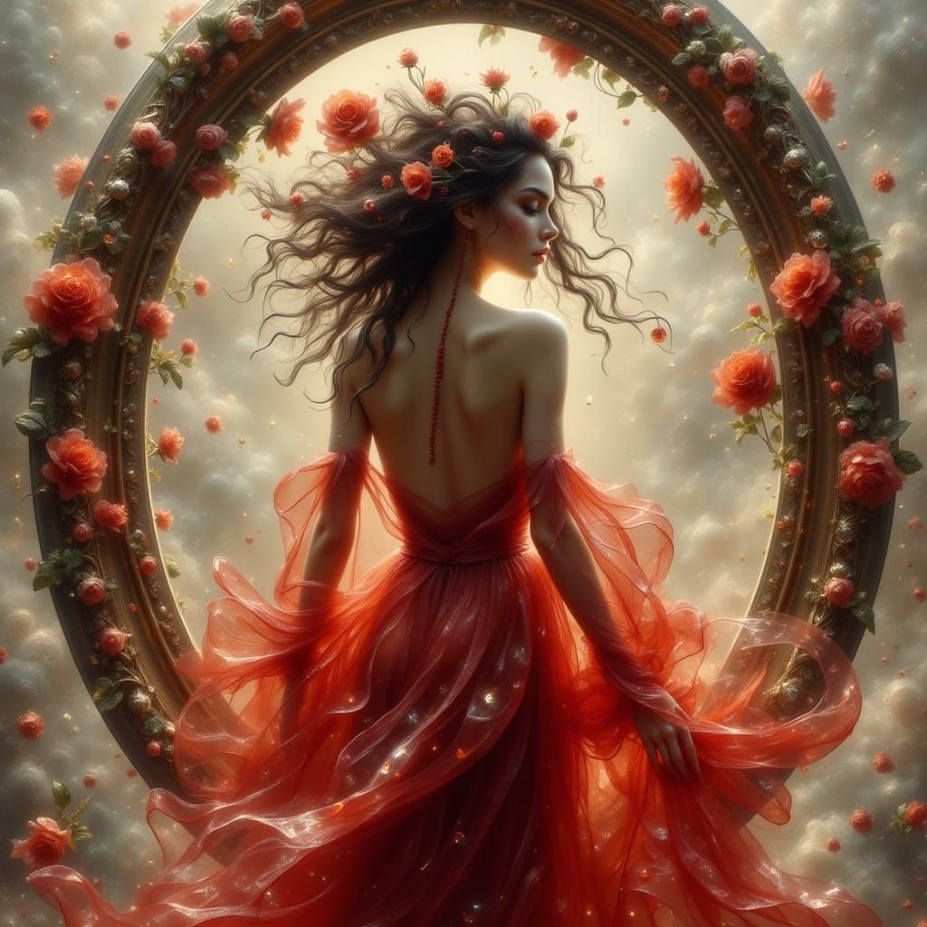 <lora:Exquisite Flux:1.0> <lora:Dreamy Enchantment:1.0> <lora:BeautyStrokesV2:1.0> ull body picture of An ethereal woman...