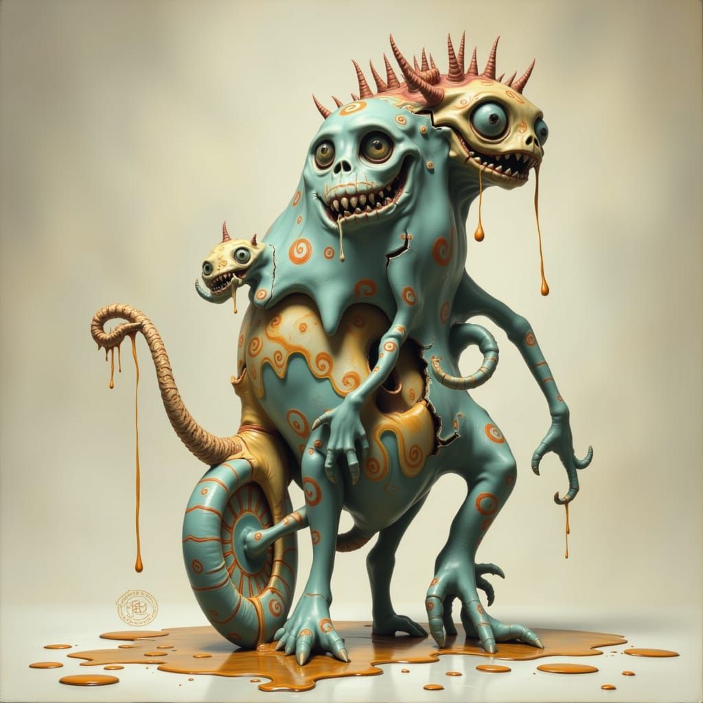 Gentle Monster Riding Unicycle in Whimsical Style