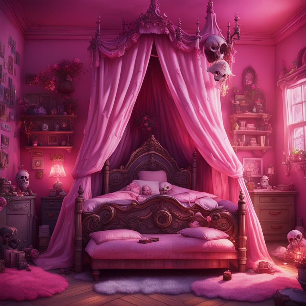 Grim Reaper Sleeps in Pink Girl's Bedroom