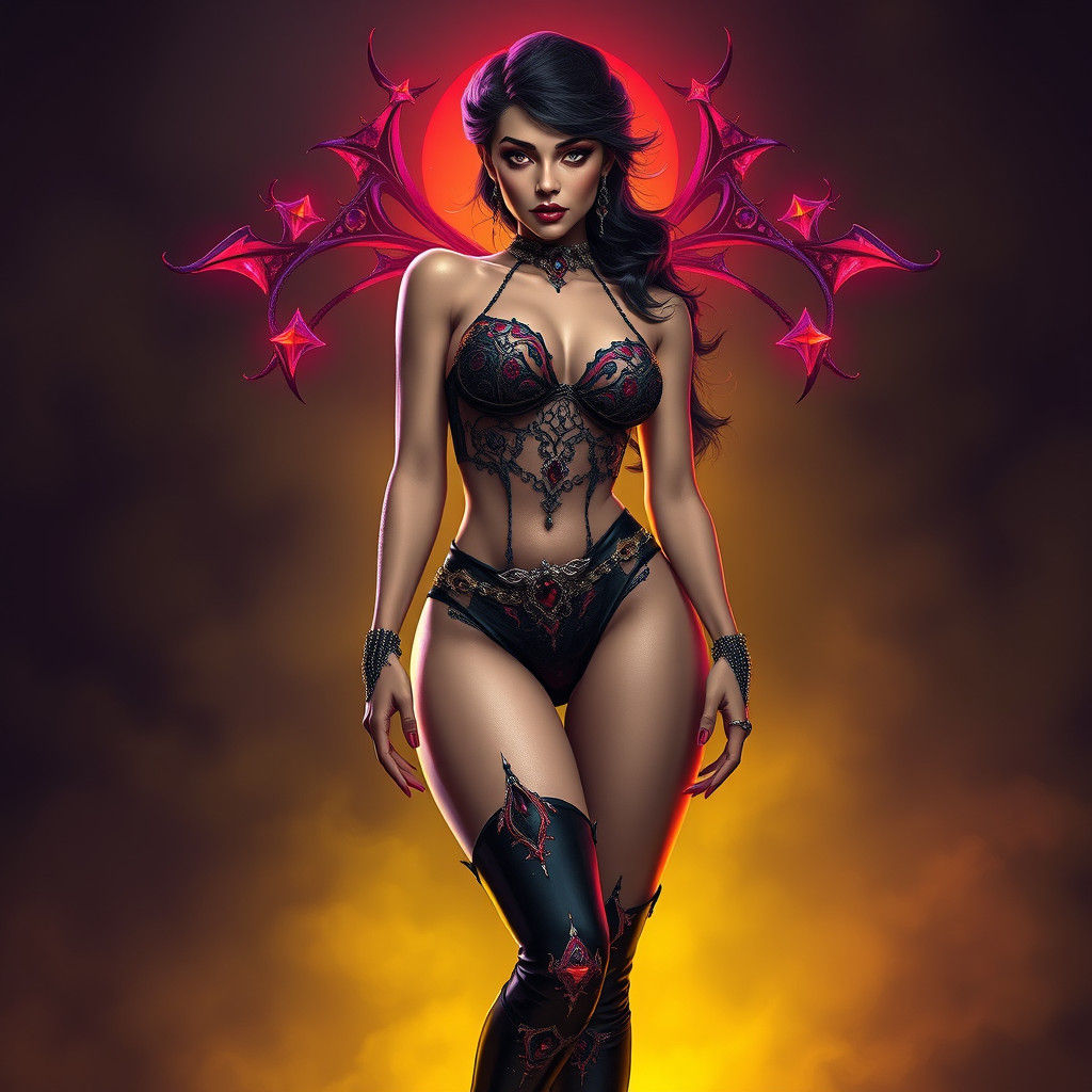 Dark Fantasy Woman in Diamond Lingerie, Hyperdetailed 8K Art