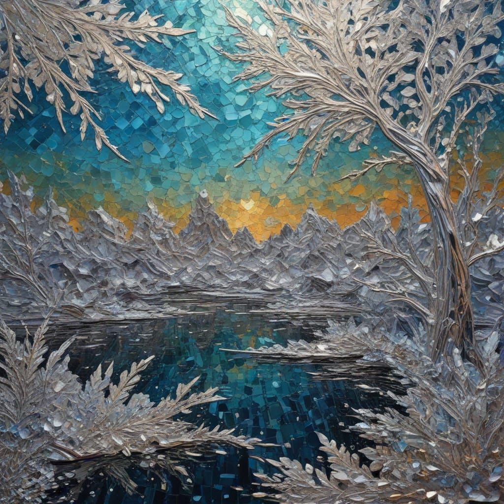 Ethereal Metaphysical Landscape with Frosty Windows