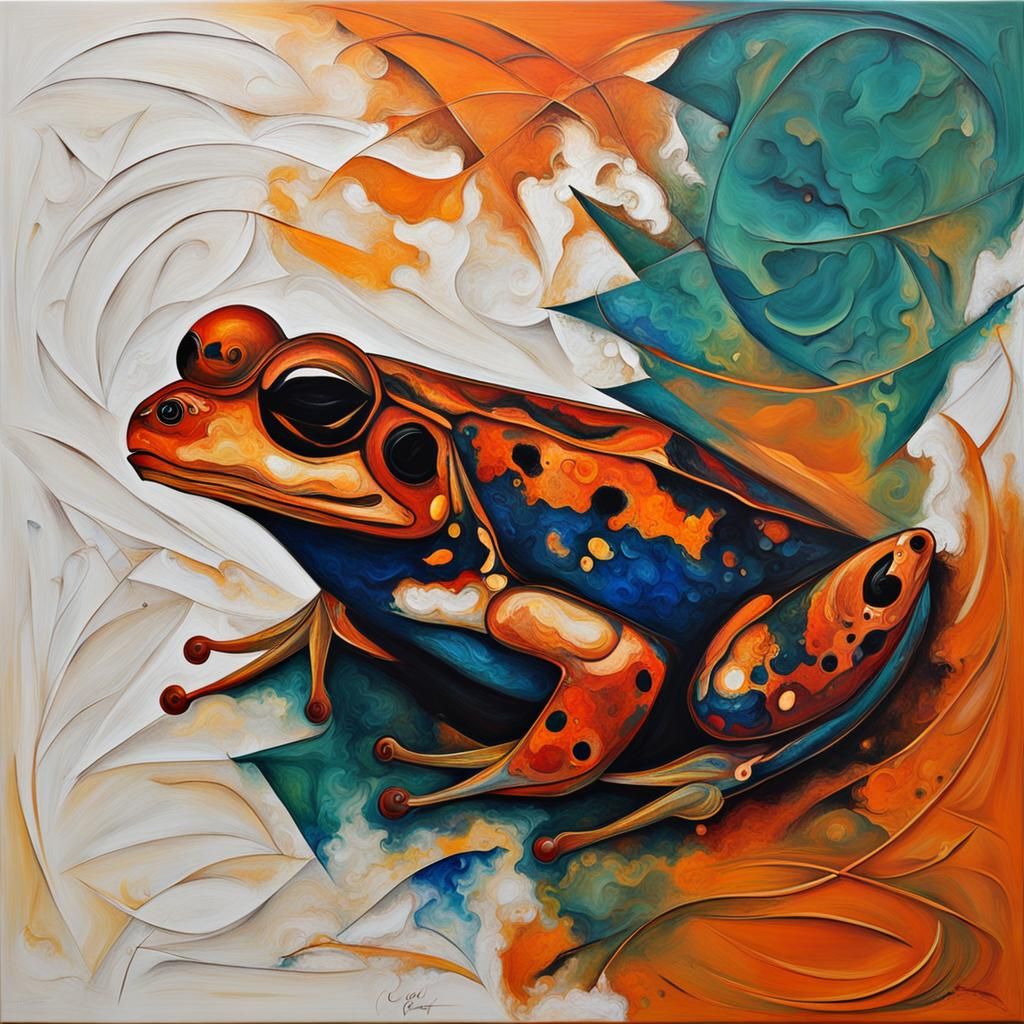 Abstract Coqui Art in Complementary Colors